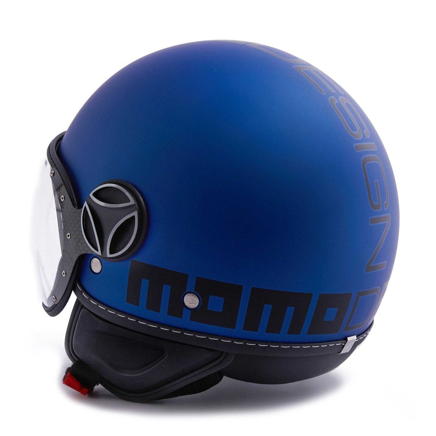 Caschi MOMODESIGN Fgtr Classic | Casco Demi Jet Fgtr Classic Blu Opaco Nero