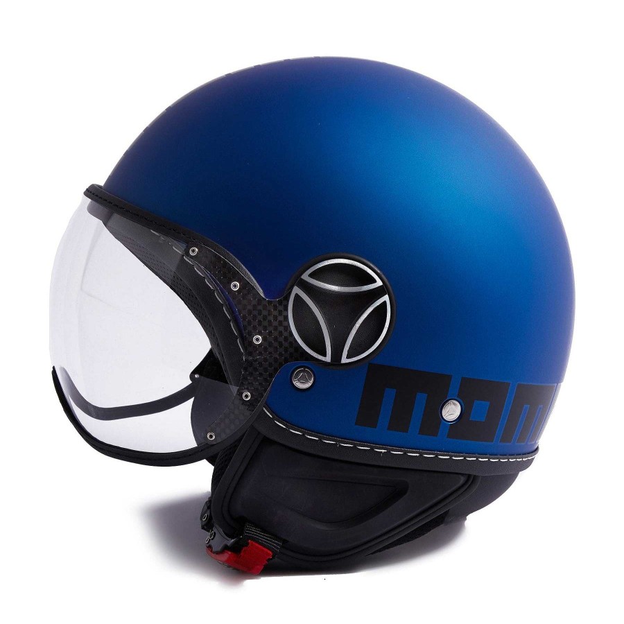 Caschi MOMODESIGN Fgtr Classic | Casco Demi Jet Fgtr Classic Blu Opaco Nero