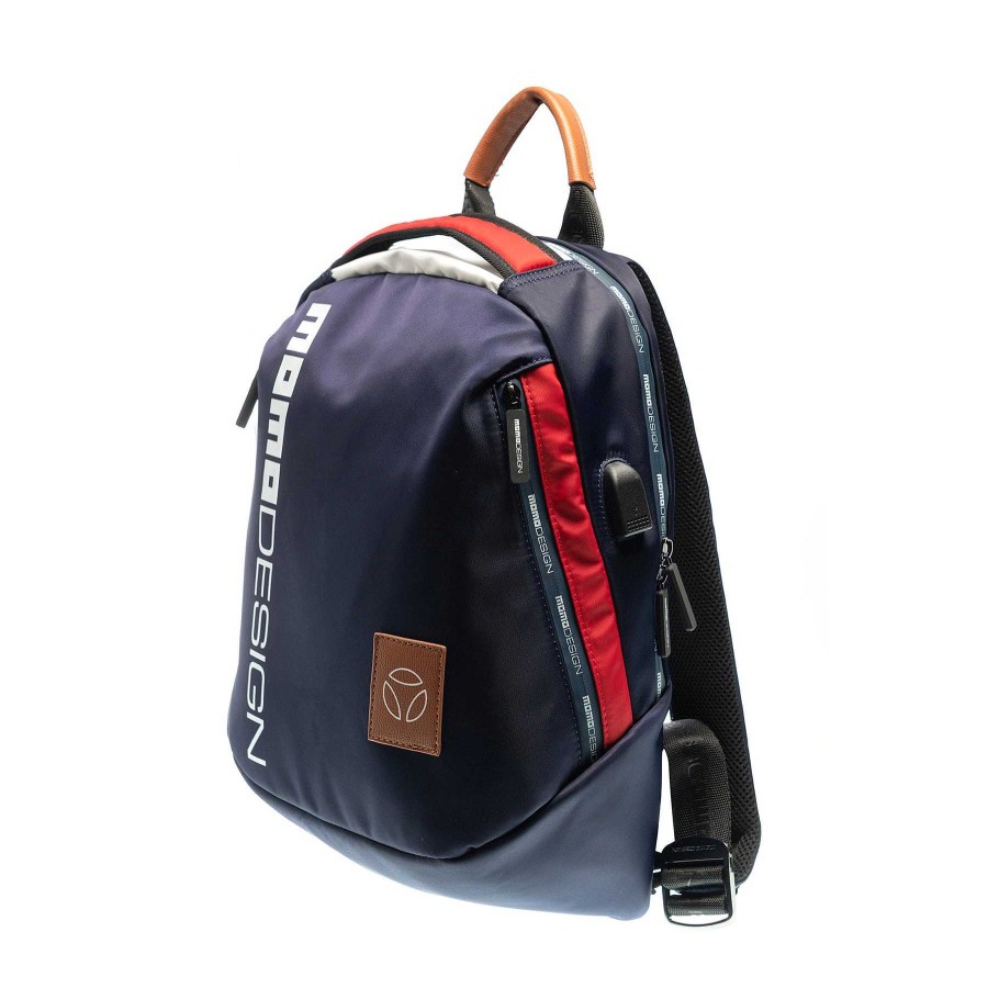 Uomo MOMODESIGN Zaini Sportivi | Momodesign Zaino Ovo Special Edition Blue Dark Cuoio Blue/Red